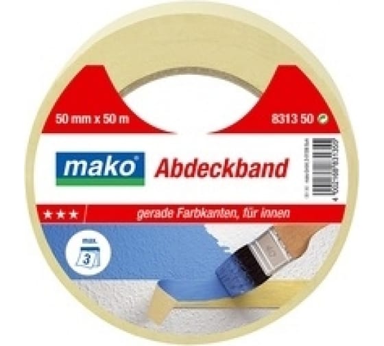 Скотч MAKO малярный 50мх38мм (до 80°С) желтый 831338