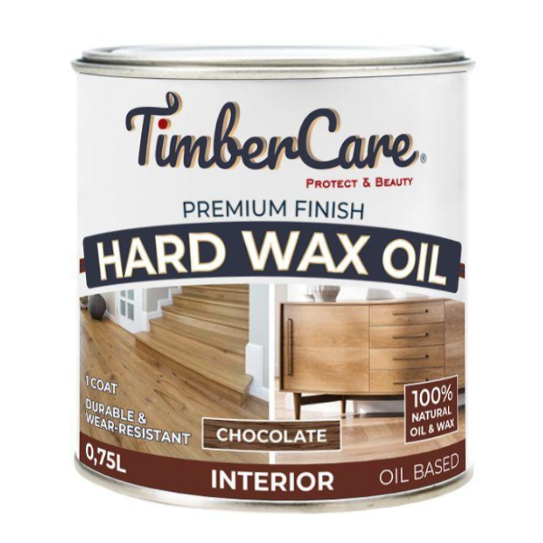 Защитное масло с твердым воском TimberCare Hard Wax Oil (цвет- Шоколадный- Chocolate), банка 0,75л