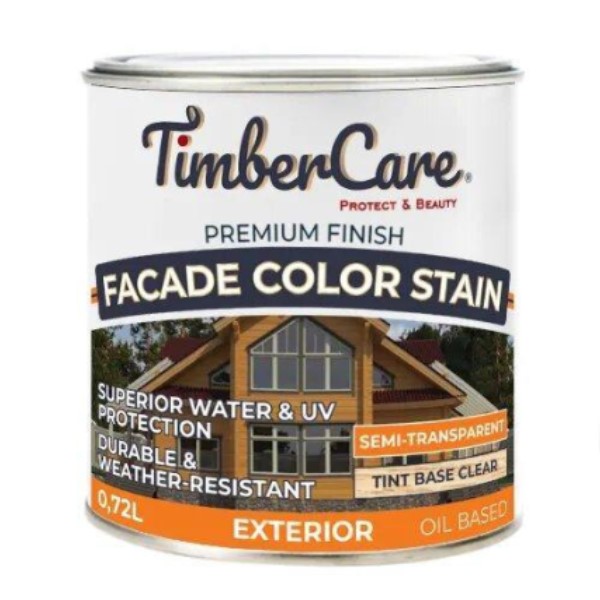 Покрытие суперстойкое п-прозрачное TimberCare Facade Color Stain (цвет- полупрозрачный), банка 0,72л