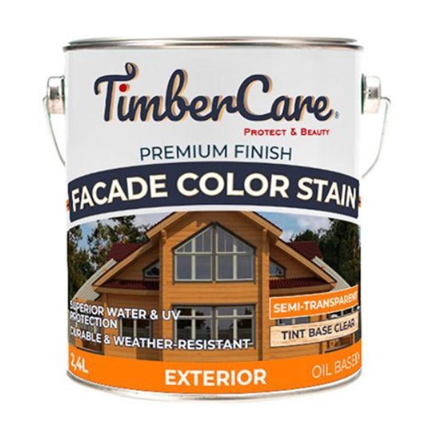 Покрытие суперстойкое п-прозрачное TimberCare Facade Color Stain (цвет- полупрозрачный), банка 2,4л