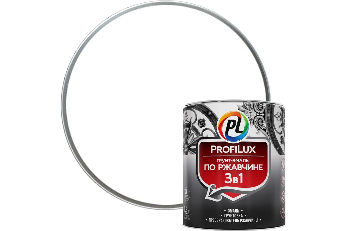 Profilux Грунт эмаль по ржавчине 3 в 1 белая  0,9кг