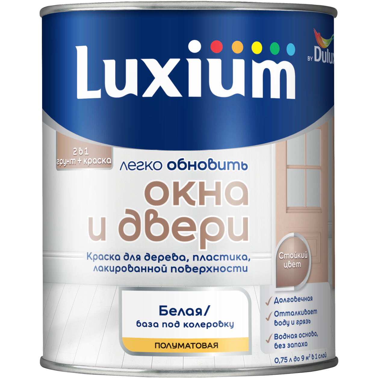 Краска Luxium Окна и Двери п/мт BW 0,75л