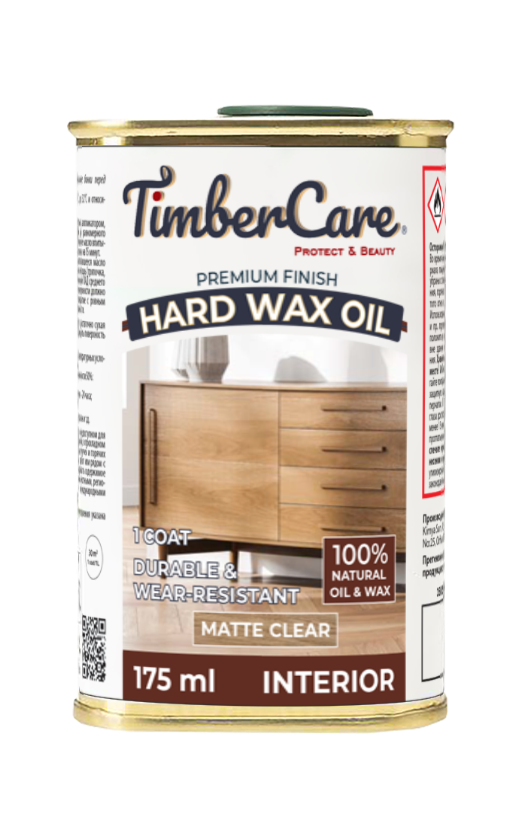 Защитное масло с твердым воском TimberCare Hard Wax Oil (цвет- прозрачный матовый), банка 0,175л