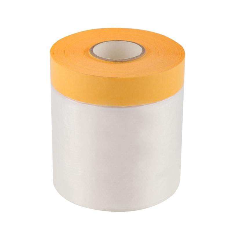 Clever Cover: укрывная пленка с золотистой малярной лентой, 55 см х 33 м. Статически заряжена. 7 мкр