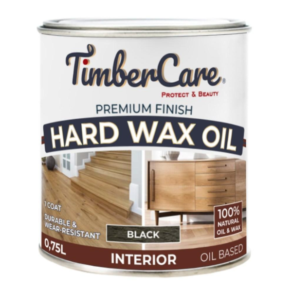 Защитное масло с твердым воском TimberCare Hard Wax Oil (цвет- Черный- Black), банка 0,75л