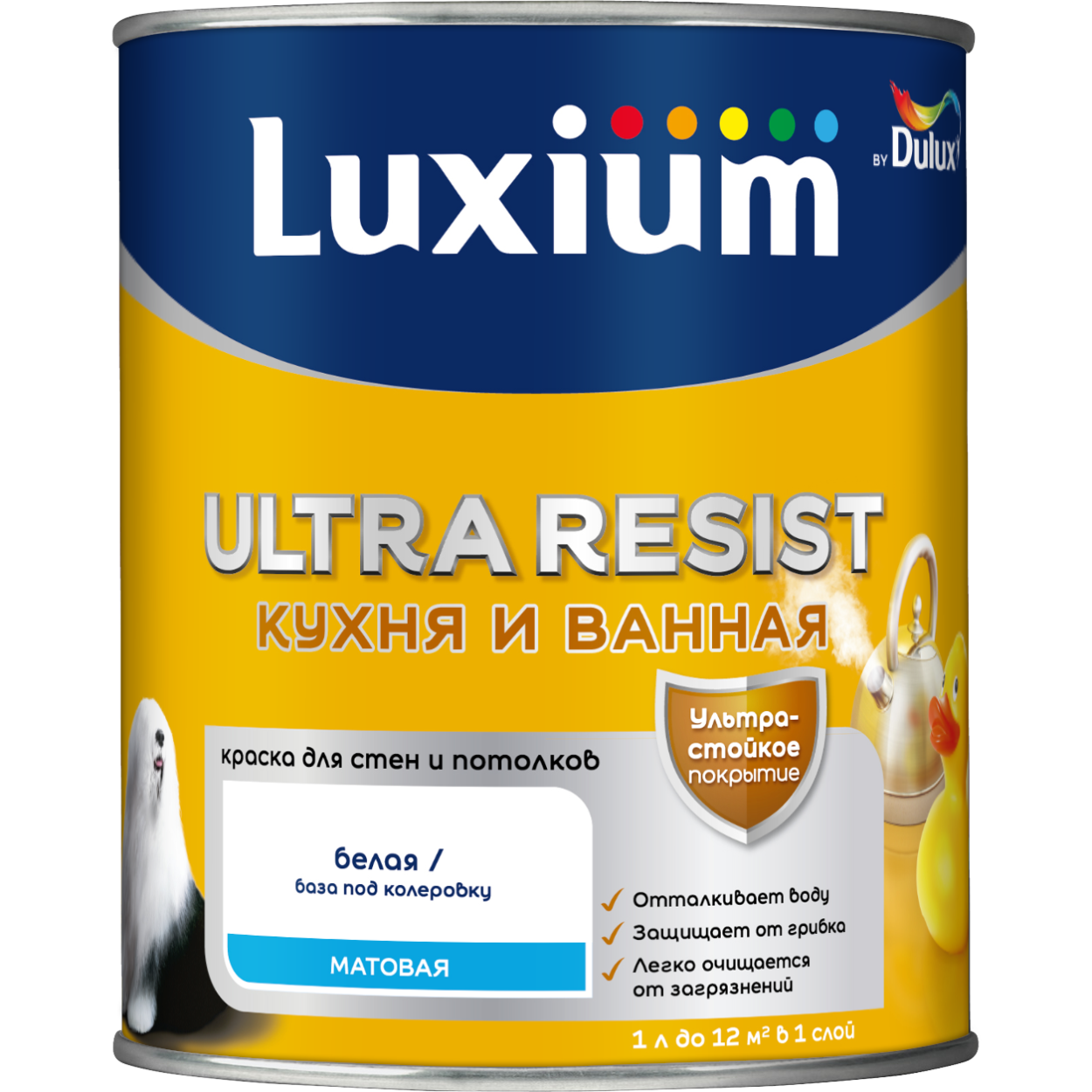 Краска Luxium UR Кухня и Ванная мт BW 1л