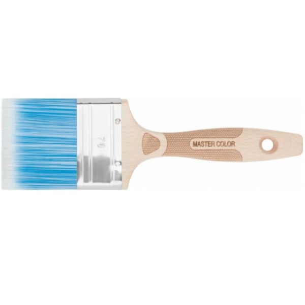 Кисть флейц., ширина 70 мм,  толщ. 16 мм, ПЭТ-щетина, нерж. обжим, ручка тверд.дерева