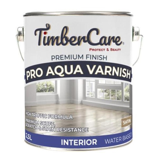 Проф. лак на акриловой основе TimberCare Pro Aqua Varnish (цвет- полуглянц.-semi-gloss), банка 2,5л