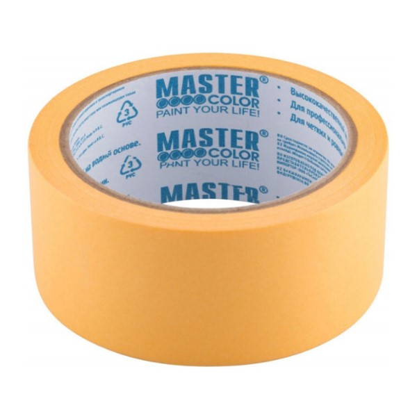 Лента малярная золотистая, рисовая бумага, термостойк. до 120°C, УФ-стойкость до 30 дней, 48 мм х 25