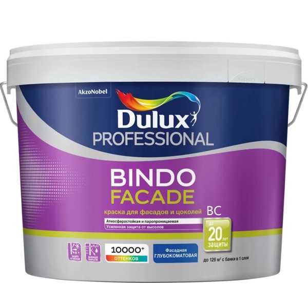 Краска Dulux Professional BINDO FACADE для фасадов и цоколей BC 9л