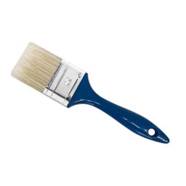 Кисть MAKO плоская 30мм (светлая смесь щитины) 60% пласт.ручка оправа из белай жести 352430