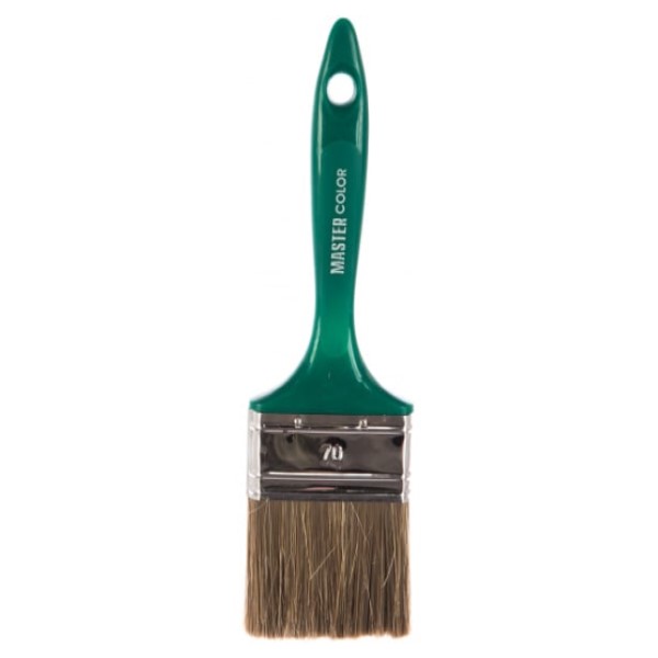 Кисть флейц., ширина 70 мм, толщ. 16 мм, 70% ПЭT/30% натур. щетина, нерж. обжим, пласт. ручка