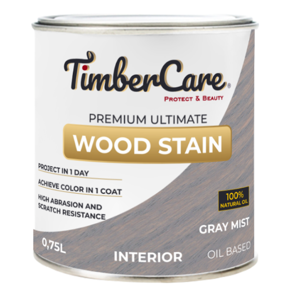 Тонирующее масло TimberCare Wood Stain (цвет- Серая дымка- Gray mist), банка 0,75л