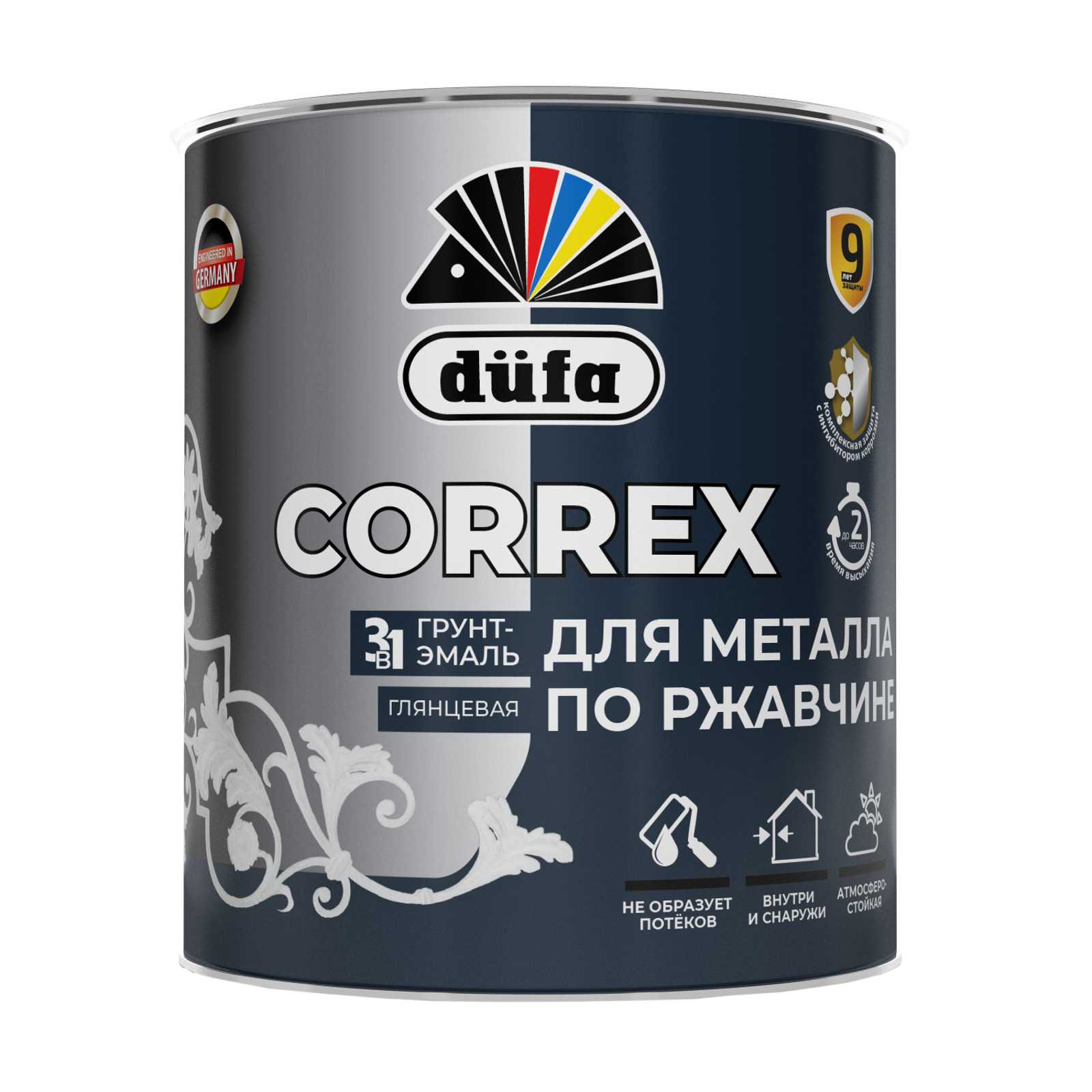Dufa Грунт-эмаль CORREX 3 в 1 ДЛЯ МЕТАЛЛА ПО РЖАВЧИНЕ RAL-1015 слоновая кость 0,75л