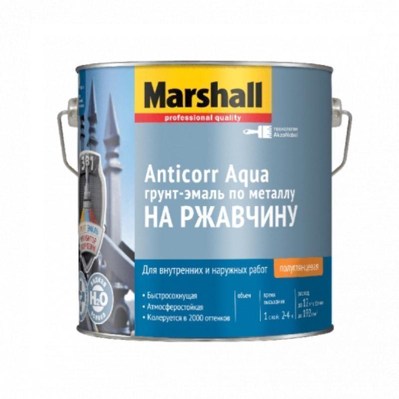 Грунт-эмаль Marshall ANTICORR AQUA полуглянцевая BW 9л