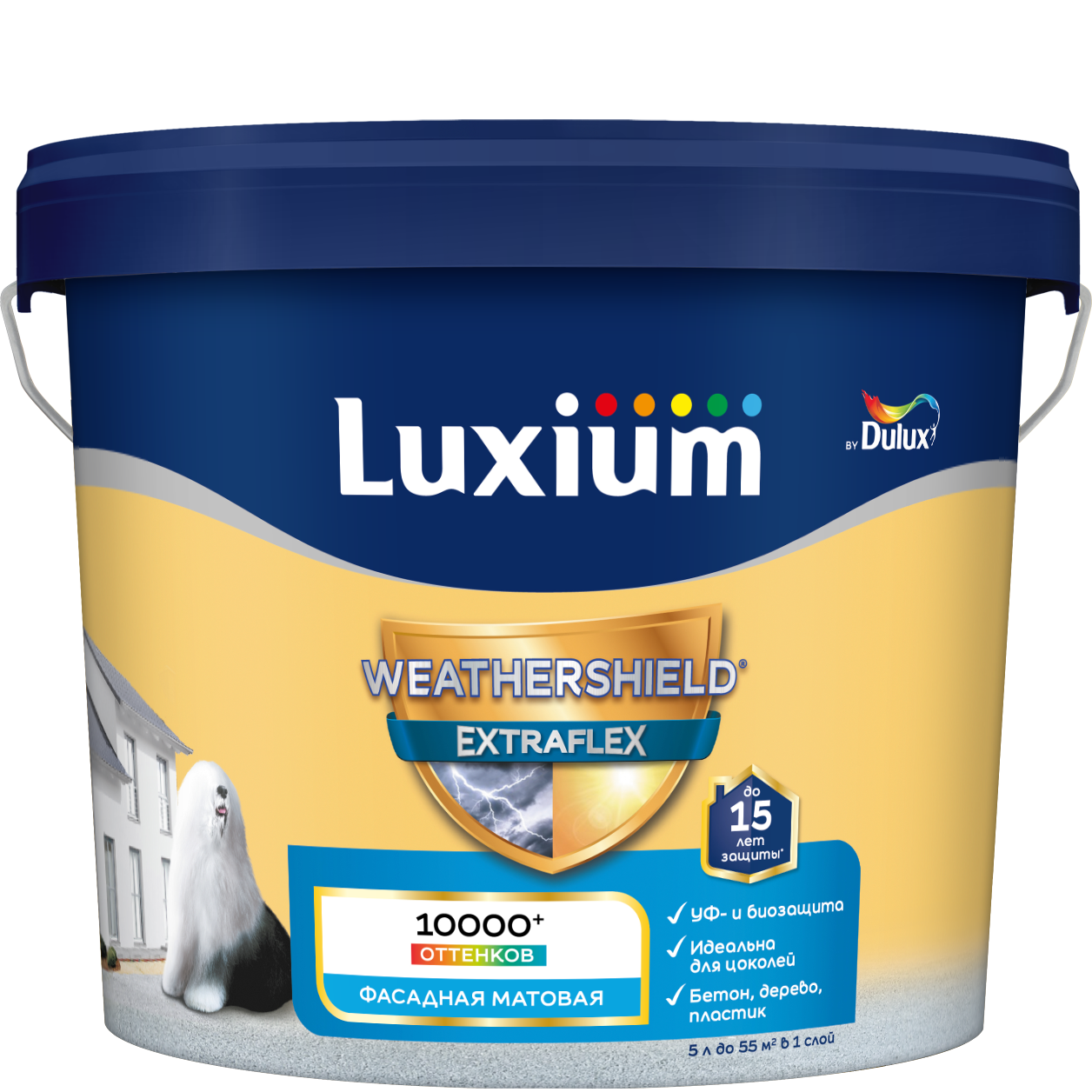 Краска фасад Luxium Weathershield Extraflex BW5л