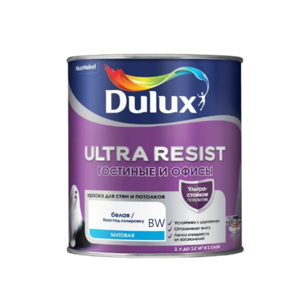 Краска Dulux Ultra Resist Гостиные и Офисы мат BW 1л