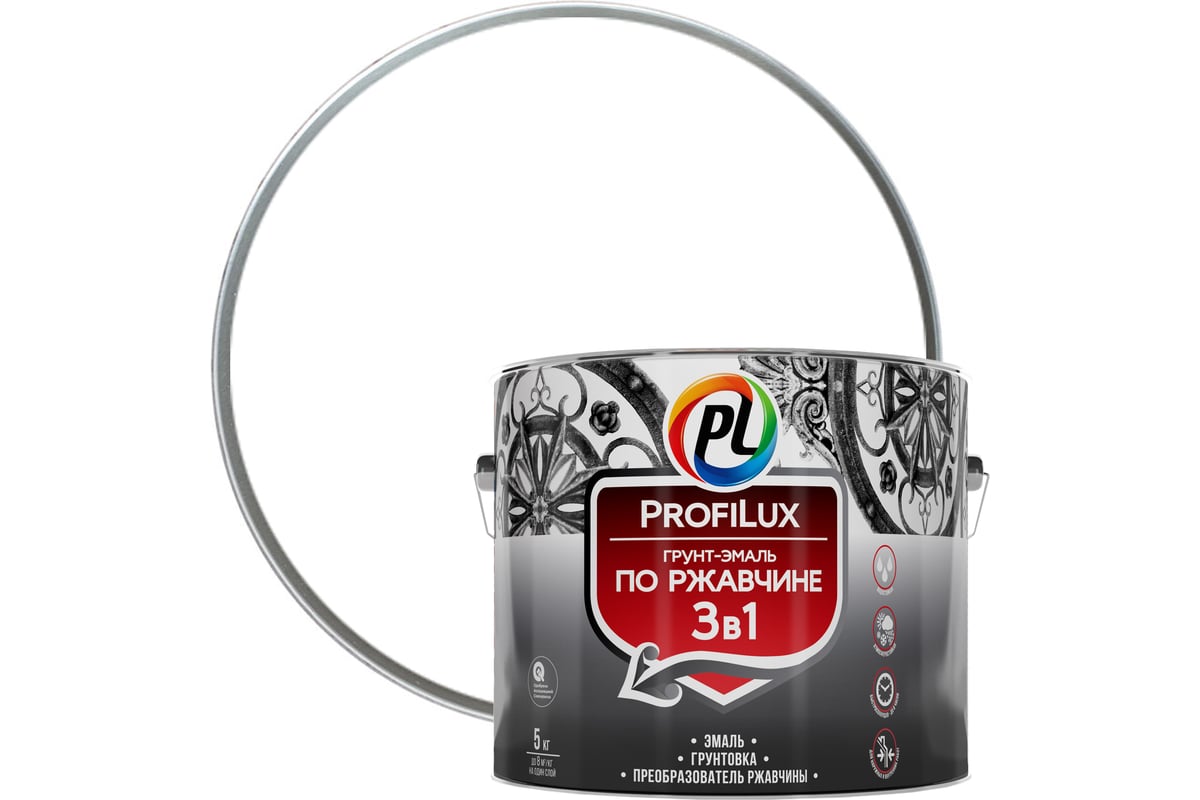 Profilux Грунт эмаль по ржавчине 3 в 1 белая  5кг