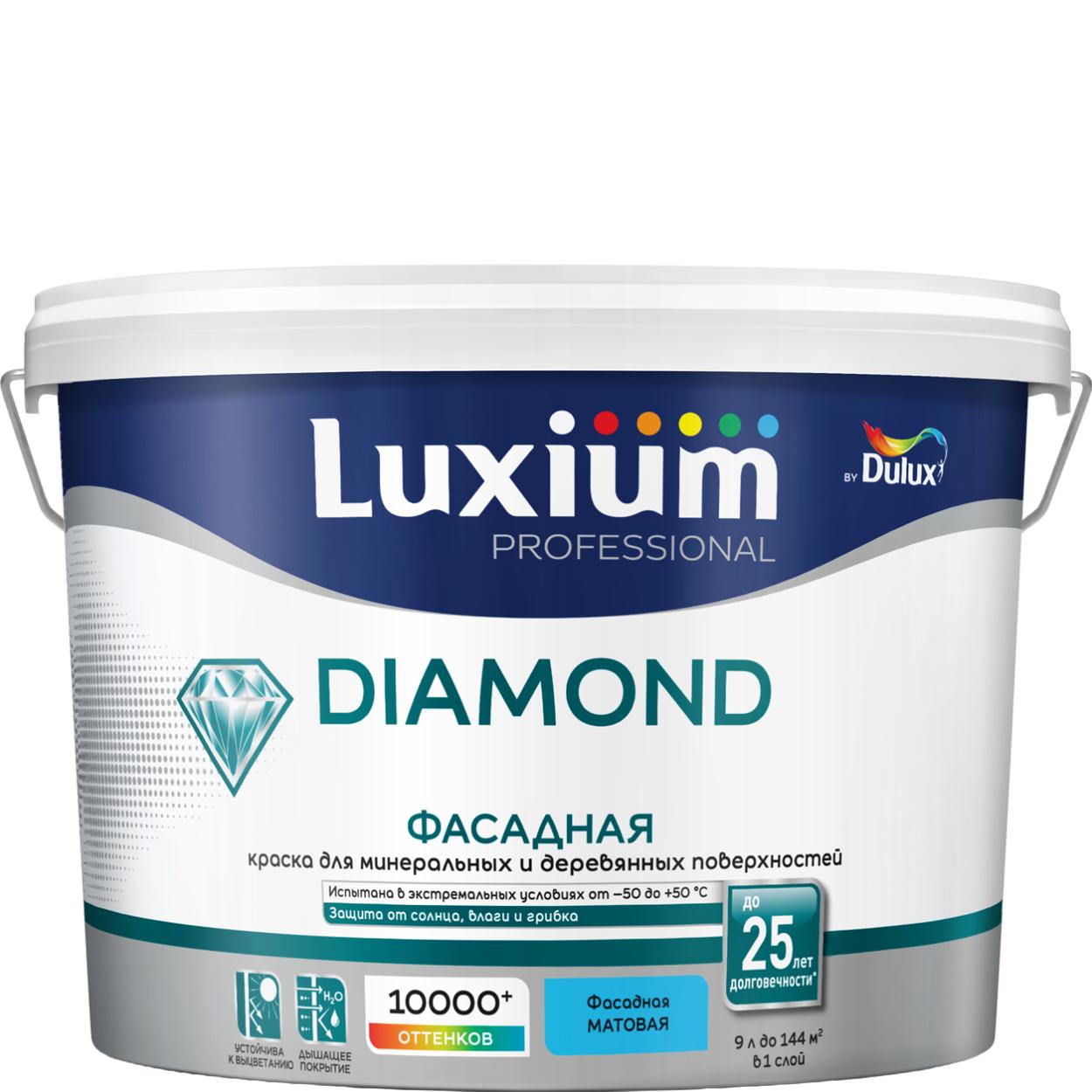 Краска Luxium Prof Diamond Фасад Глад мт BW 9л